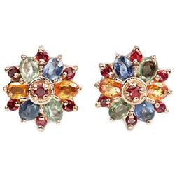Natural MULTI COLOR SAPPHIRE & RED RUBY Earrings