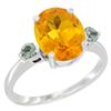 2.64 CTW Citrine & Green Sapphire Ring 14K White Gold - REF-32X3M