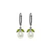 Image 1 : Genuine 9 ctw Peridot & Pearl Earrings 14KT White Gold - REF-39W3Y