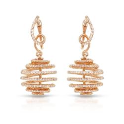 Natural 1.58 CTW Diamond Earrings 14K Rose Gold - REF-123H3W