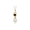 Image 1 : Genuine 4.5 ctw Pearl & Garnet Necklace 14KT Yellow Gold - REF-20N5R