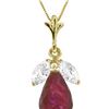 Image 1 : Genuine 9.3 ctw Ruby & White Topaz Necklace 14KT Yellow Gold - REF-28A9K