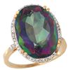 Image 1 : 13.71 CTW Mystic Topaz & Diamond Ring 10K Yellow Gold - REF-57K6W