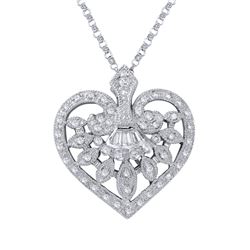 Natural 0.49 CTW Diamond & Baguette Necklace 18K White Gold - REF-81M2F