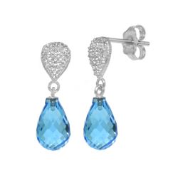 Genuine 4.53 ctw Blue Topaz & Diamond Earrings 14KT White Gold - REF-25X6M