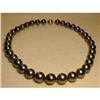 Image 1 : 14 mm Graduated Black Tahitian Pearl Necklace #1383669