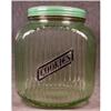 Image 1 : Hocking COOKIE Jar, GREEN - Foil Label VINTAGE #1395353