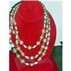 VintageTripple Gold Glass Bead Necklace vintage#1395993