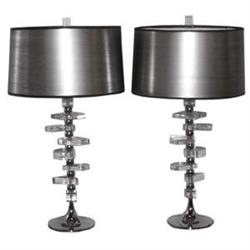 Pair of lucite & chrome lamps (modern lighting)#1413102