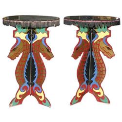 Art deco magician tables, pair (retro vintage) #1413138