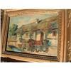 Antique oil painting on wood board featuring a #1413524