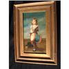 Antique oil painting on wood board featuring a #1413525
