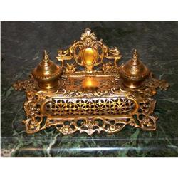 VICTORIAN STYLE BRONZE DOUBLE INKWELL #1423772
