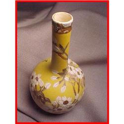 Antique Japanese Floral Enamel Pottery Bottle #1424286