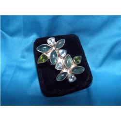 Estate topaz peridot tourmaline silver ring  #1424436