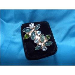 Estate topaz peridot tourmaline silver ring  #1424436