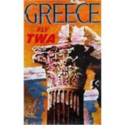 Original TWA Greece  Columns Poster by Klein #1424649