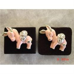 Set of 2  Enameled Rhinestone Donkey Brooches #1433549