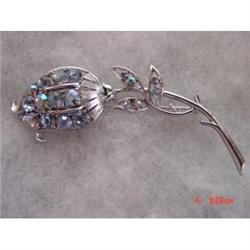 CORO Blue Aurora Borealis Brooch  Rhinestone#1433552