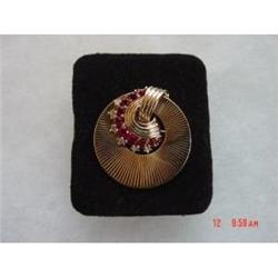 BOUCHER Red Clear Rhinestone Brooch Pin #1433668