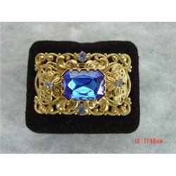 Estate Art Deco Czech Blue Brooch  #1433747