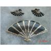 SENA Sterling Niello Fan Brooch Earrings #1433760