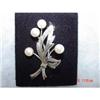 Genuine Pearl Silver floral Brooch Pin #1433778