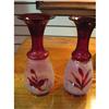 Image 1 : pair of hand painted cranberry  bohemian style #1435026