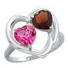 2.61 CTW Diamond, Pink Topaz & Garnet Ring 10K White Gold - REF-23N7Y