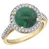 5.34 CTW Malachite & Diamond Ring 10K Yellow Gold - REF-55A5X