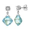 Genuine 17.56 ctw Blue Topaz & Diamond Earrings 14KT White Gold - REF-48Y3F