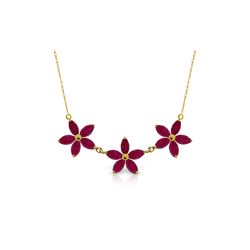 Genuine 5 ctw Ruby Necklace 14KT Yellow Gold - REF-86M3T