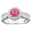 1.50 CTW Pink Topaz & Diamond Ring 14K White Gold - REF-91H8M