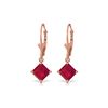 Genuine 2.9 ctw Ruby Earrings 14KT Rose Gold - REF-42Z2N
