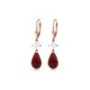 Genuine 18.6 ctw Ruby & White Topaz Earrings 14KT Rose Gold - REF-46V7W