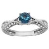 0.81 CTW London Blue Topaz & Diamond Ring 14K White Gold - REF-67N9Y