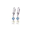 Genuine 5.2 ctw Blue Topaz & Pearl Earrings 14KT White Gold - REF-35T9A