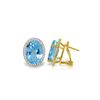 Genuine 15.16 ctw Blue Topaz & Diamond Earrings 14KT Yellow Gold - REF-132V6W