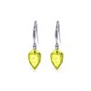 Genuine 18.1 ctw Lemon Quartz & Diamond Earrings 14KT White Gold - REF-35H2X