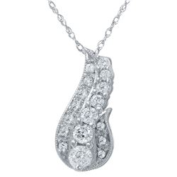 Natural 0.50 CTW Diamond Necklace 14K White Gold - REF-58Y5N