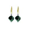 Genuine 30.6 ctw Green Sapphire Corundum & Diamond Earrings 14KT Yellow Gold - REF-51K9V