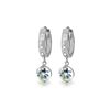 Genuine 2.28 ctw Aquamarine & Diamond Earrings 14KT White Gold - REF-56T2A