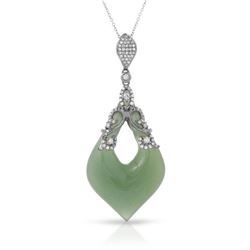 Natural 0.62 CTW Aventurine & Diamond Necklace 14K White Gold - REF-71T3X