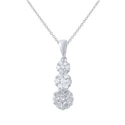 Natural 0.50 CTW Diamond Necklace 14K White Gold - REF-63W2H