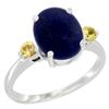 Image 1 : 2.74 CTW Lapis Lazuli & Yellow Sapphire Ring 14K White Gold - REF-30Y2V
