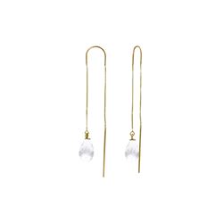 Genuine 4.5 ctw White Topaz Earrings 14KT Yellow Gold - REF-20W4Y