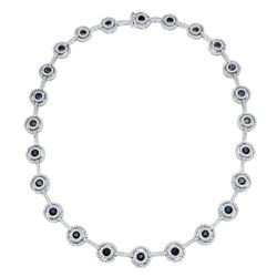 Natural 13.45 CTW Sapphire & Diamond Necklace 14K White Gold - REF-778F5M