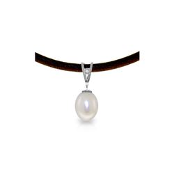 Genuine 4.01 ctw Pearl & Diamond Necklace 14KT White Gold - REF-23A6K