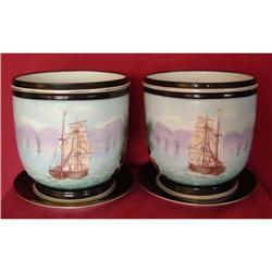 Pair Limoges Old Paris Cachepots Nautical c1900#1378962