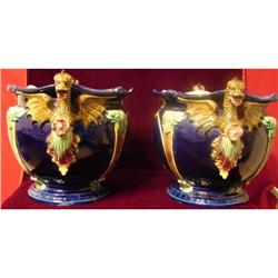 CIRCA 1870 PAIR OF COBALT BLUE MAJOLICA CACHE #1378977